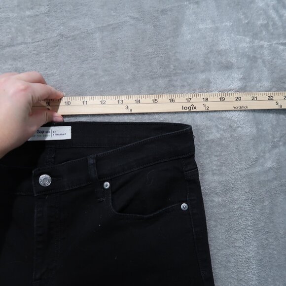 Gap Jeans Womens 32x30 Black 1969 Straight Medium Rise Dark Wash Stretch Goth - Picture 8 of 14